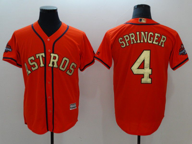Men Houston Astros #4 Springer Orange Game Champion Edition MLB Jerseys